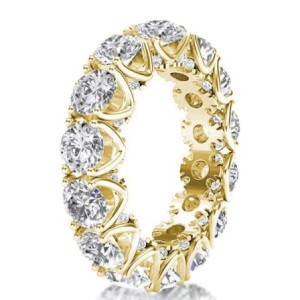 Italo Golden Eternity Round Created White Sapphire Wedding Band