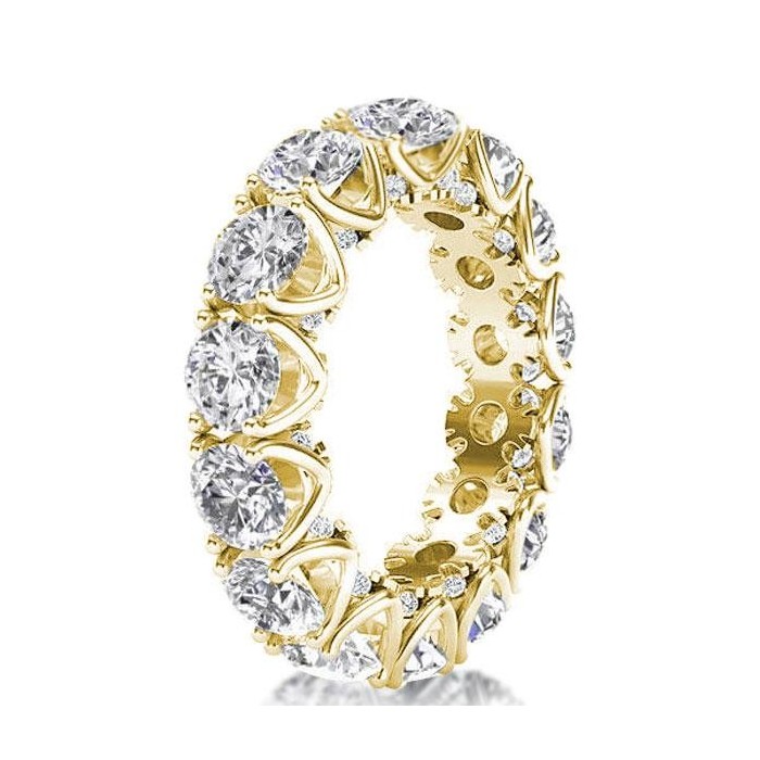 Italo Golden Eternity Round Created White Sapphire Wedding Band