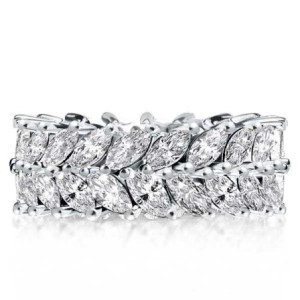 Double Row Marquise Cut Eternity Wedding Band For Women