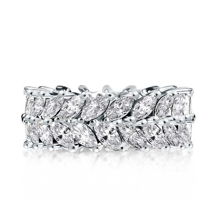 Double Row Marquise Cut Eternity Wedding Band For Women