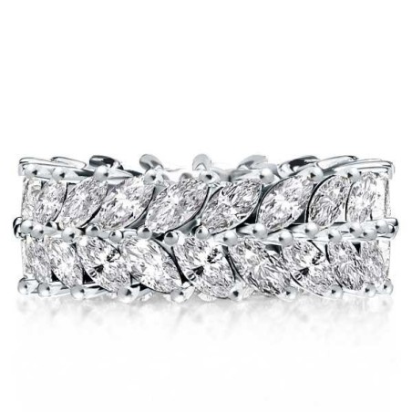 Double Row Marquise Cut Eternity Wedding Band For Women