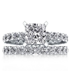 Italo Princess Cut Engagement Ring Set With Eternity Shank