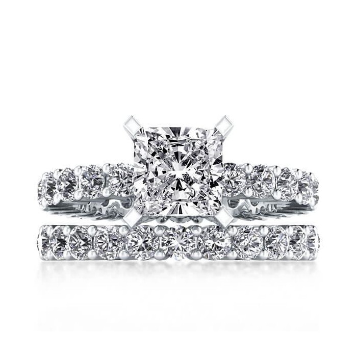 Italo Princess Cut Engagement Ring Set With Eternity Shank