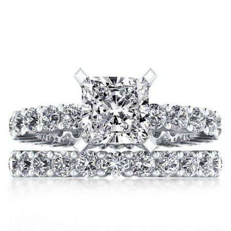 Italo Princess Cut Engagement Ring Set With Eternity Shank