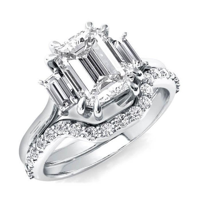 Italo Solitaire Three Stone Bridal Set (4.88 CT. TW.)