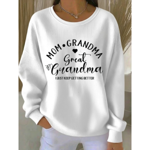 Women Text Letters Crew Neck Printing Casual Spring/Fall Long Sleeve Sweatshirt