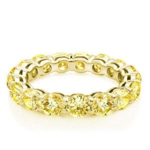 Italo Yellow Sapphire Band Ring Eternity Wedding Band For Women