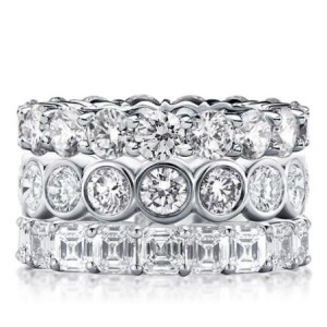 Triple Row Eternity Round & Asscher Stackable Band Set
