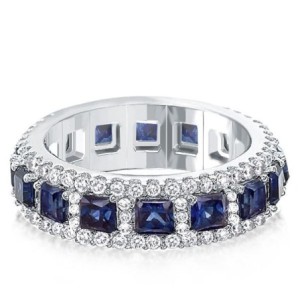 Halo Eternity Blue Princess Wedding Band