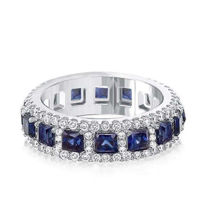 Halo Eternity Blue Princess Wedding Band