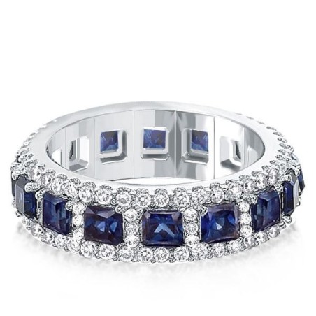 Halo Eternity Blue Princess Wedding Band