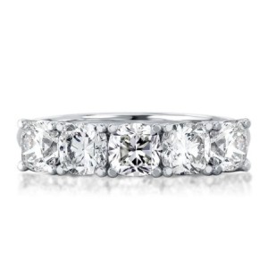 Five Stone Half Eternity Cushion Cut Wedding Band