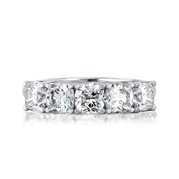 Five Stone Half Eternity Cushion Cut Wedding Band