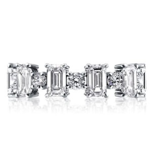 Emerald & Round Alternating Wedding Band