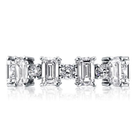 Emerald & Round Alternating Wedding Band