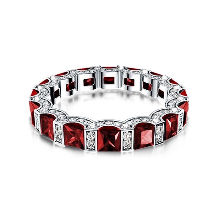 Garnet Princess Cut Eternity Wedding Band