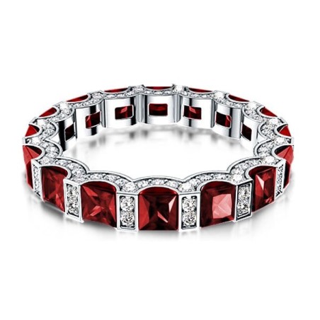 Garnet Princess Cut Eternity Wedding Band