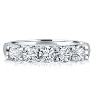 Five Stone Half Eternity Wedding Band