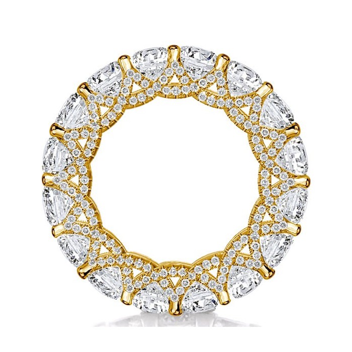 Golden Eternity Cross Prong Round Cut Wedding Band