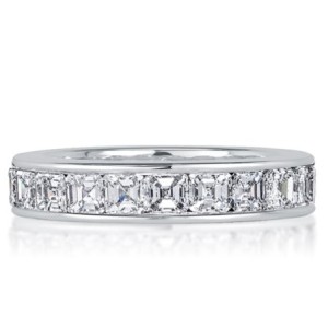 Asscher Cut White Sapphire Eternity Wedding Band For Women