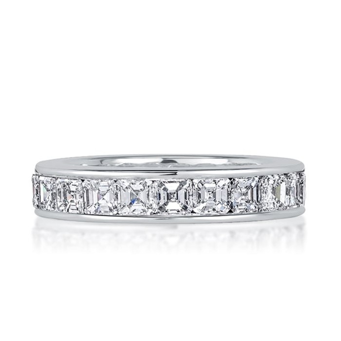 Asscher Cut White Sapphire Eternity Wedding Band For Women