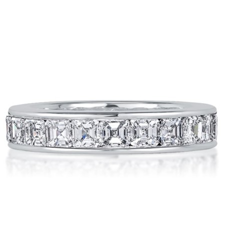 Asscher Cut White Sapphire Eternity Wedding Band For Women
