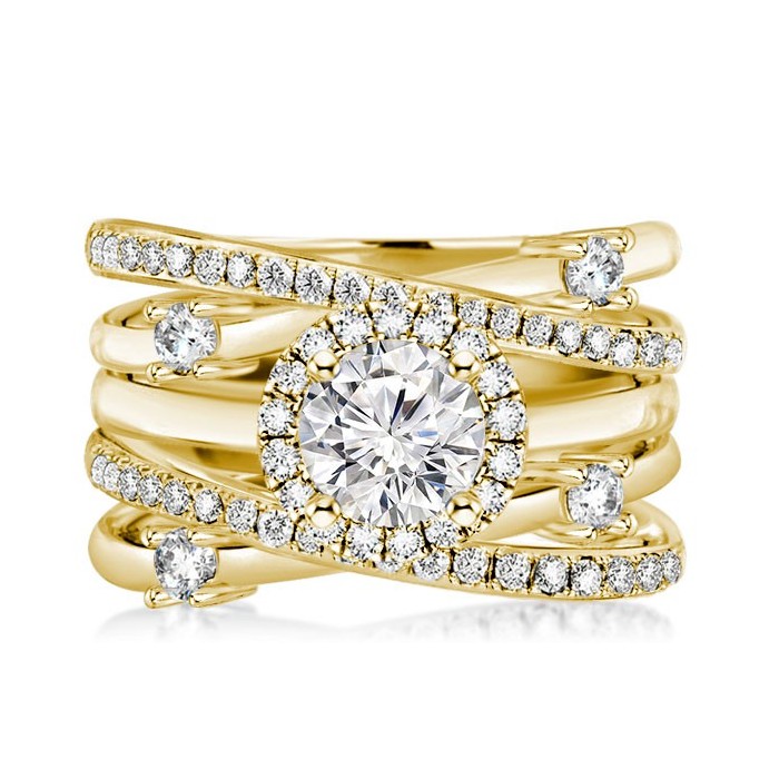 Halo Round Cut Engagement Rings Sets For Women