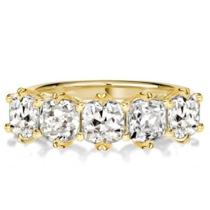 Five Stone Cushion Cut Wedding Band For Women