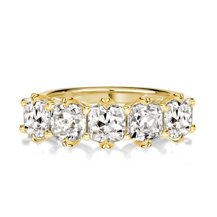 Five Stone Cushion Cut Wedding Band For Women