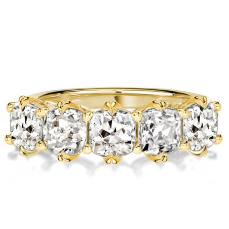 Five Stone Cushion Cut Wedding Band For Women