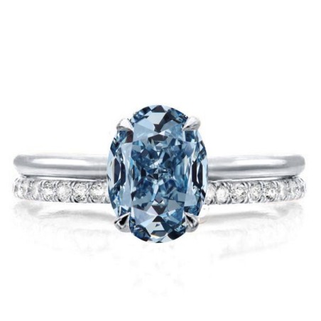 Oval Cut Blue Topaz Solitaire Engagement Ring Set