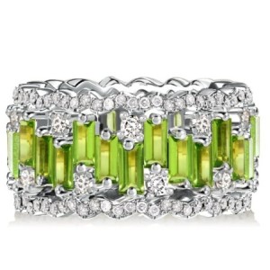 Italo Peridot Baguette Cut Eternity Wedding Band For Women