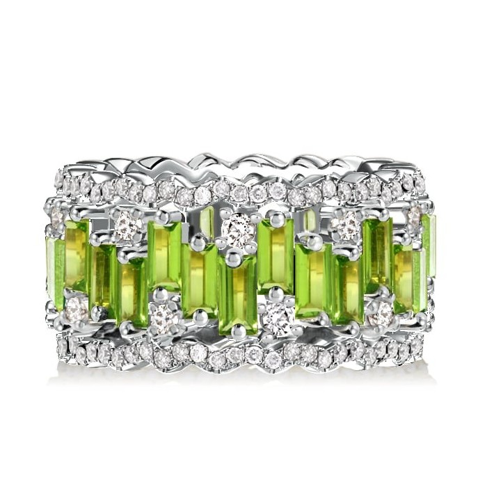 Italo Peridot Baguette Cut Eternity Wedding Band For Women