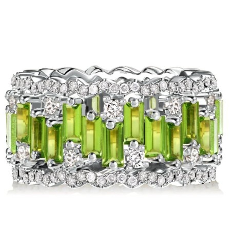 Italo Peridot Baguette Cut Eternity Wedding Band For Women