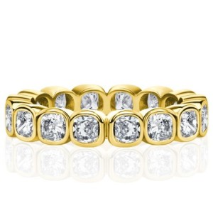 Italo Bezel White Cushion Cut Eternity Wedding Band For Women