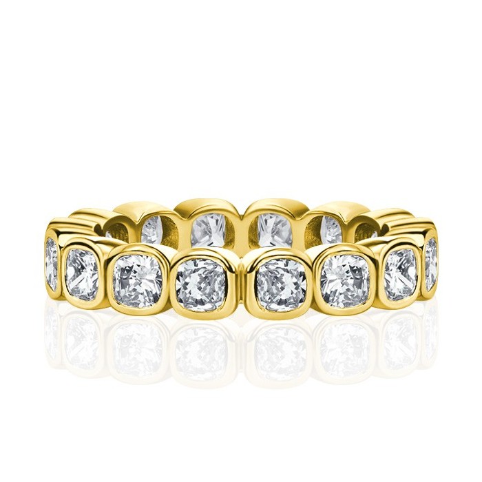 Italo Bezel White Cushion Cut Eternity Wedding Band For Women