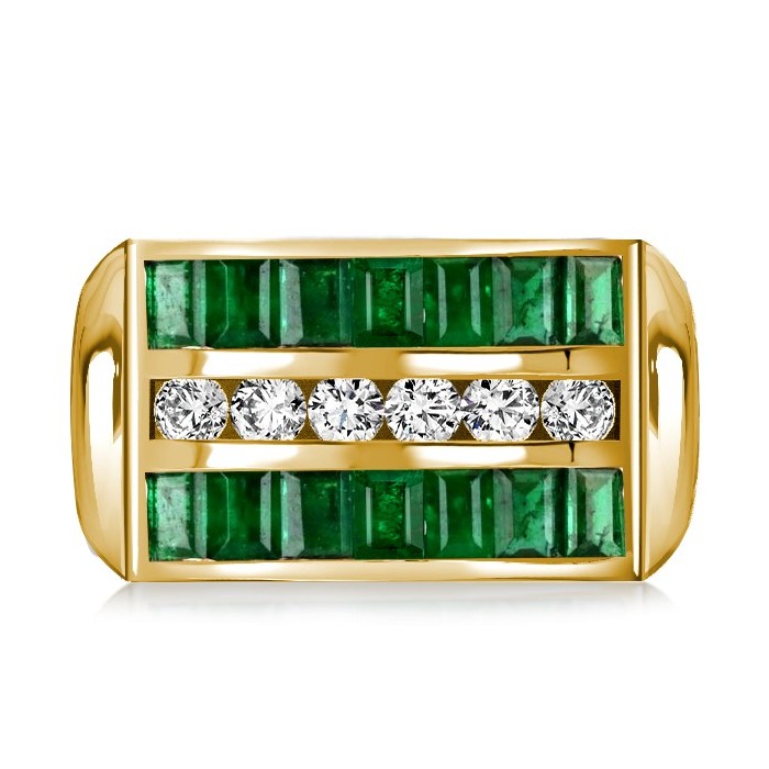 Italo Golden Emerald Ring Emerald Half Eternity Band