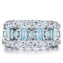 Italo Baguette Aquamarine Stackable Ring Set For Women