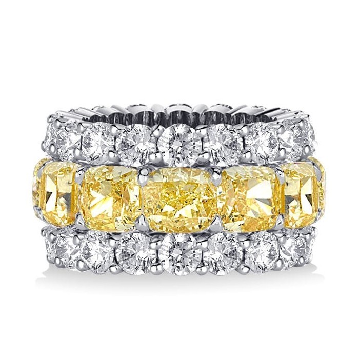 Italo Yellow Topaz Eternity Cushion Cut Eternity Band