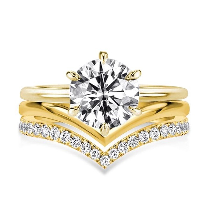 Italo Hidden Halo Round Cut Engagement Rings Sets Bridal Set