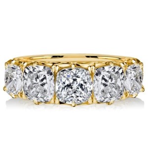 Italo Five Stone Cushion Cut Half Eternity Band Anniversary Rings
