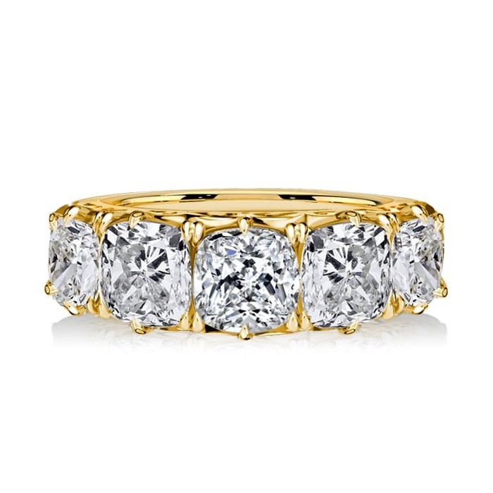 Italo Five Stone Cushion Cut Half Eternity Band Anniversary Rings