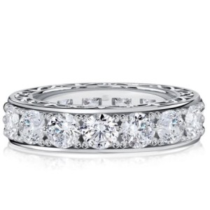 Italo White Round Cut Filigree Vintage Wedding Rings Eternity Band For Women