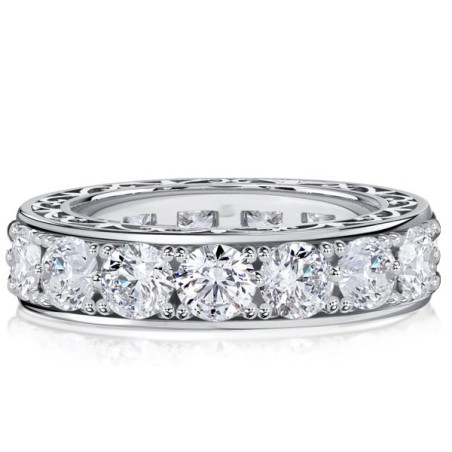 Italo White Round Cut Filigree Vintage Wedding Rings Eternity Band For Women