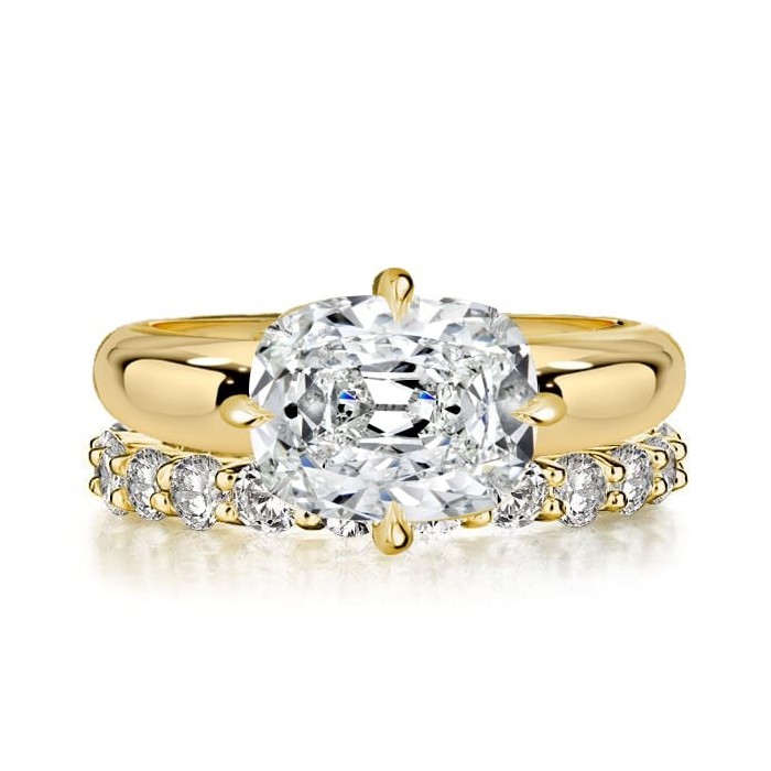 Italo East-west Elongated Cushion Cut Engagement Rings Sets
