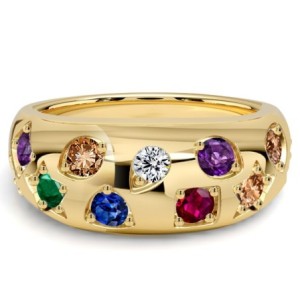 Italo Golden Round Cut Multi Color Wedding Band For Women Cocktail Rings