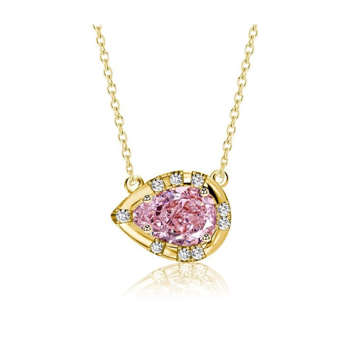 Italo Halo East-west Pear Cut Pink Sapphire Pendant Necklace For Women