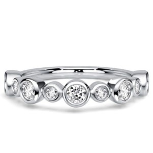 Italo Bezel Setting Round Cut Half Eternity Wedding Band For Women