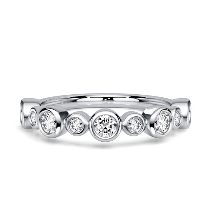 Italo Bezel Setting Round Cut Half Eternity Wedding Band For Women