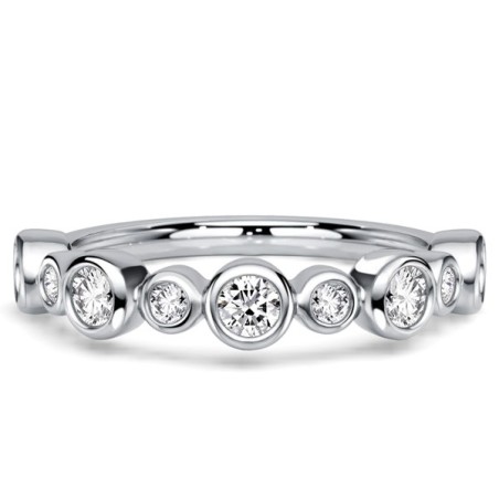 Italo Bezel Setting Round Cut Half Eternity Wedding Band For Women